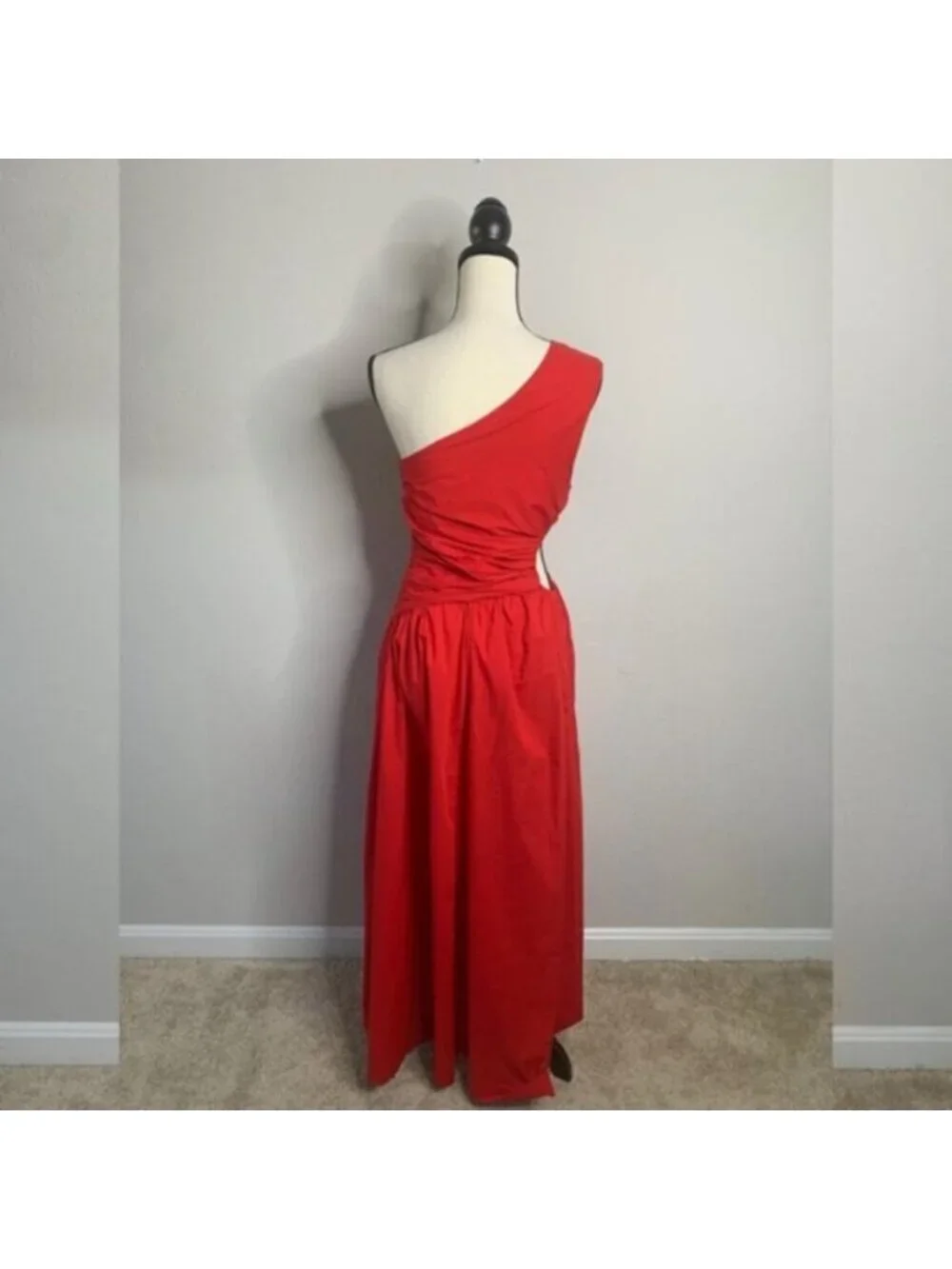 NWT Abercrombie & Fitch Red One-Shoulder Cutout Maxi Dress